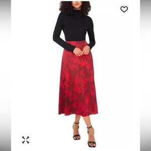 Crimson Red Floral Women's Skirt